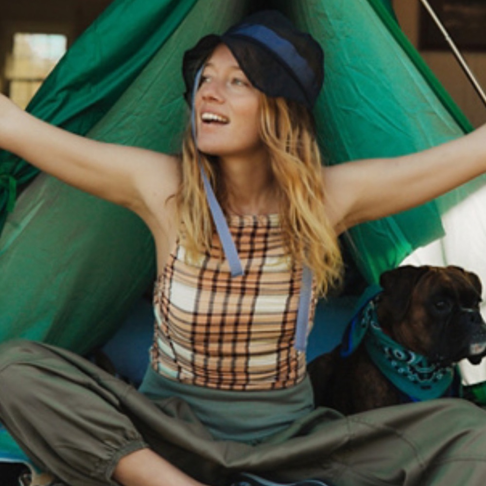 Free People Checkered Sleeveless Top